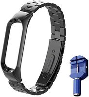 OLLIVAN for Xiaomi Mi Band 4 Strap, Mi Band 4 Mi Band 3 Wristbands Metal Replacement Bracelet Accessories Adjustable Wrist Straps for Xiaomi Mi Band 4 Mi Band 3 -No Tracker (Black)