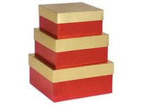 Large Christmas Gift Box Tower Set - Red Swirl Embossed Nested Boxes (3 Packs of 3 Nested Boxes) - WRAPS-NB3LRS