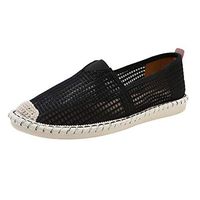 Veodhekai Womens Flat Shoes Hemp Rope Hollow Lazy Breathable Flat Shoes Daily Casual Black