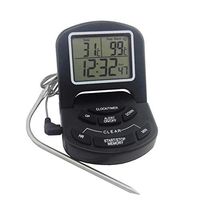 AGAWA Digital Food Thermometer,Meat Cooking Thermometer with Probe and Timer Large LCD Meat Thermometer for Kitchen BarbecueBlack