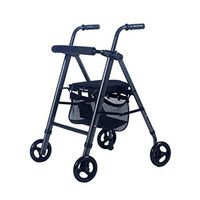 TYJ-USA Elderly Walker Pushable Sitting Old Collapsible Walker Two Wheels Steady Wheel Shopping Cart Wheelchair Adjustable Height Safety and Stability (Color : Black, Size : 7858cm)