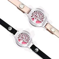 Essential Oil Diffuser Bracelet Aromatherapy Locket Bracelets with 20 replacement Color Pads&2 Adjustable Leather Band Girls Women Jewelry Gift Set
