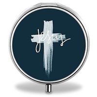 Custom Wanchang Pill Case, Cross Round Compact 3 Metal Portable Pill Container for Daily Use