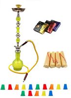 Zebra Smoke Series: 32" 1 Hose (C1) Hookah Complete Set Complete Set Combo KIT w/Instant Charcoal (Like Three Kings Charcoal), Hydro Herbal Molasses (Yellow)