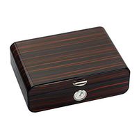 GALINER Ebony Cigar Humidor Box, Cedar Wood Lined Desktop Cigars Box, with Cigar Hygrometer and Humidifier, High Gloss Finished 25-50 Cigars Humidor