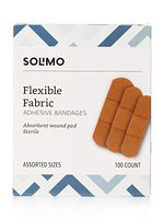 Amazon Brand - Solimo Flexible Fabric Adhesive Bandages, Assorted Sizes, 100 Count