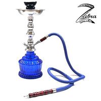 Zebra Smoke Series: 18" 1 Hose Hookah QT Complete Set (Blue)