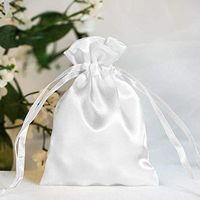Efavormart 60PCS White Satin Gift Bag Drawstring Pouch Wedding Favors Bridal Shower Candy Jewelry Bags - 3"x4"