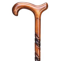 Ladies Cane with Derby Handle and Scorched Triple Twisted Shaft