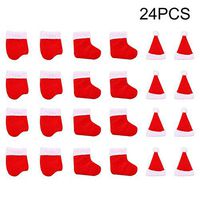 Angmile Christmas Theme Decorative Forks Spoons Gift Set 24Pcs/Set Christmas Socks+Christmas Gloves+Christmas Hats Decoration Tableware Set