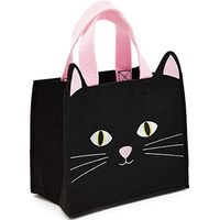 Blue Panda Black Cat Felt Tote Bag for Kids, 10 x 6 Inches