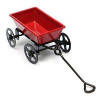 Dollhouse Miniature Metal Red Pull Cart With Wheels 1:12 Scale Fairy Garden в†