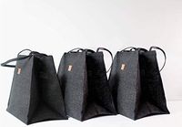 Love Triangles Collection Set of 3 Anti-Plastic Grocery Bags Jute BLACK Natural Reusable Gift Planters