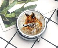 Compact 3 Compartment Medicine Case, Pill Box for Pocket or Purse Pill Box Decorative Pill Case with Gift Box Fox