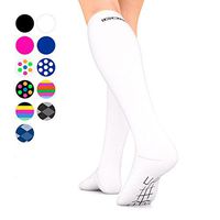 Go2 Compression Socks for Men Women Nurses Runners| Medium Compression Stockings (White, Large Single)