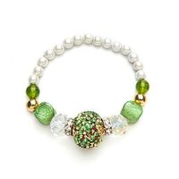 Peridot and Crystal Magnetic Therapy Stretch Bracelet (Size Small - 7")