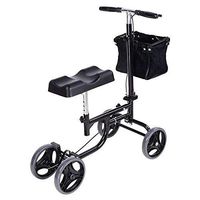 Black Economy Foldable Medical Knee Scooter Steerable Knee Walker Crutch Alternative Dual Crossbar Design