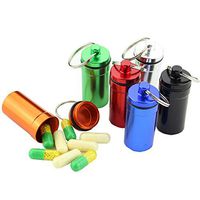 Colmkley Waterproof Aluminum Pill Box Organizers with Keychains, 6 Pack Assorted Colors Small Pocket Size, Travel Medicine Containers Seal Bottle Match Essentials Container for Outdoor Sports