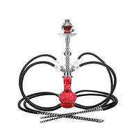 New 4 hose 22" Red Hookah shisha nargila bar narguile nargile glass water Vase