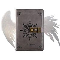 Peninsula Iron Box Digital Password Notepad Notebook Diary Daily Memos Planner Agenda Notebook Pu Leather Sketchbook with Lock Office Student Password JUSTMOO (Color : Grey)