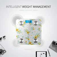 LYAOE Bluetooth Body Fat Scale Floral Pattern Small Yellow Smart Wireless Scale with LCD Display Measuring Body Weight Bmi and Health Digital Scale