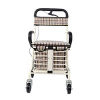 Standard Walkers Walker Four-Legged Cane Walker Lightweight Folding Aluminum Alloy Senior Shopping Cart Large Storage Bag Pushable (Color : White, Size : 856043cm)