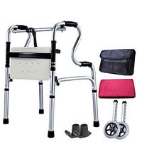 XHRHao Foldable Walker 8 Adjustable Height Levels Made of Aluminum Alloy Rollator Lightweight Shower Chair Portable Walk Assist for Elderly Silver (Color : Silver, Size : C)