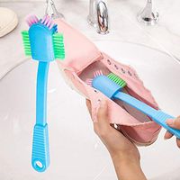 SUJING Shoes Cleaning Brushes Double Sided Long Handle Wash Cleaner Scrubber,Scrubbing Brush for Cleaning Clothes Shoes (Blue)