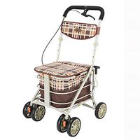 GJNWRQCY Lightweight Folding Rollator Walking Frame with Seat, Shopping Basket and Locking Brakes, with Handbrake
