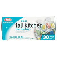 Clear Tall Kitchen Garbage Bags, 13 Gallon, 30 Count