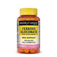 Mason Natural, Iron Ferrous Gluconate 240 Mg Tablets, 100 Count Bottle (Pack of 3), Dietary Supplement Supports Vascular and Red Blood Cell Health, May Help Prevent Fatigue from Anemia