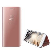 Amocase Smart Clear View Case with 2 in 1 Stylus for Huawei P30 Pro,Ultra Slim Electroplate Plating Stand Mirror Full Body Shockproof PC + Magnetic PU Leather Flip Case - Rose Gold