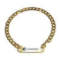 Pre-Engraved Gold Plated Curb Link"Alzheimer's" Medical ID Bracelets for Women