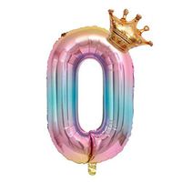 QIUUE Gradient Color Digital Balloon Children's Birthday Digital Aluminum Balloon Crown Number Foil Balloons Number Ballon Birthday Party Decoration 32 Inch