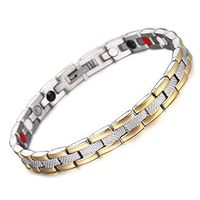 Womens 4 in 1 Elements Stainless Steel Healing Magnetic Bracelet for Arthritis Pain Relief Size Adjusting Tool and Gift Box Included