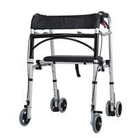 Mobility Drive Walking Aids 4 Wheels Foldable, Rollator Walker with Double Brake System, Medical Rolling Walker Height Adjustable Used for Seniors Walking,C