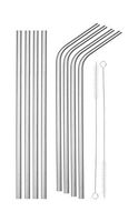 SipWell Bent/Straight Wide Stainless Steel Drinking Straws, 8-Pack – BPA Free & Dishwasher Safe Straws w/Cleaning Brush - For Kitchen & Dining Use - Perfect for Smoothies & Cold Beverages