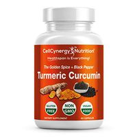 Turmeric Curcumin Supplement – Non-GMO, Vegan - Potent 95% Curcuminoids, BioPerine (Black Pepper) Best Absorption – Anti-Inflammatory, Joint Support, Pain Relief – CellCynergy 60 Capsules