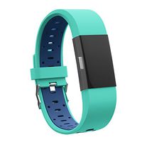 Teak - Silicone Sport Replacement Wristband for Fitbit Charge 2 - Small Teal and Blue