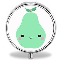 Pear Pill Case, Round Stainless Drug Organizer Container Medicine Cover for Pocket Daily&Weekly