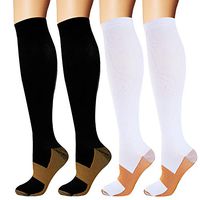 Copper Compression Socks for Men & Women 20-30 mmHg Medical Graduated Compression Stockings for Nurses Shin Splints Diabetic Sports Running Pregnancy (Black+White, Small/Medium)