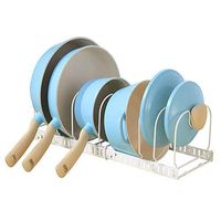 YJ Expandable Food Storage Lid Organizer, Adjustable 6-Segment Storage Lid Shelf, Used to Store Cabinets, Cupboards, Cutlery Racks, Drawers