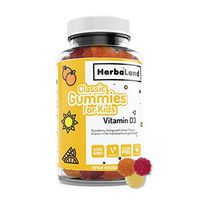 Vegetarian Vitamin D3 Supplement for Kids by Herbaland - Natural Ingredients Vitamin Gummies for The Maintenance of Overall Good Health - Strawberry, Orange and Lemon Flavor - 60 Gummies