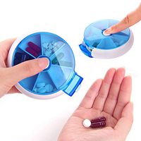 Angzhili Travel Pill Box 7 Day Pill Case and Organizer with 7 Compartments,Portable for Pocket Prevent Forgetting Rotation(Blue)