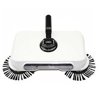 WQWL New Upgraded Aotomatic 360 Degrees Rotation 4-In-1 Non-Electricity Lazy Household Hand Push Adjustable Rod Sweeper Broom Floor Cleaner Dustpan Trash Bin Mop Set (white)