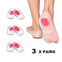 Height Increased Silicone Insoles, Gel Heel Cups for Plantar Fasciitis,Bone Spur and Achilles Pain,Shoes Pads (Pink S-Size, 3 Pairs)