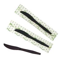 CiboWares 7 Inch Heavy Duty Disposable Black Knives, Individually Wrapped, Made from CPLA Bio-Plastic Material, Case of 1000