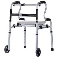 FLYSXP Folding Walker with Wheels with Seat Plate for The Elderly Assisted Walking Training Rehabilitation Equipment Aluminum Walker Wheelchair