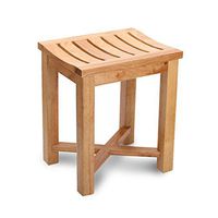 Bathroom Stool Bathroom Solid Wood Waterproof Footstool Anti-Slip Stool Home Elderly Bath Stool Bench Stool Shoe Bench (Color : Wood Color, Size : 423450cm)