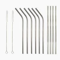 10 Pack Stainless Steel Metal Straws 8.5 Inch Reusable Drinking Straws for 20 OZ Tumbler Yeti Cups Smoothie Cocktail Juice Cold Drinks Environment Friendly, 4 Straight + 6 Bent + 2 Cleaning Brushes